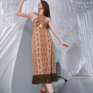 ❤New! Boho Style Fringe Hem Halter Dress